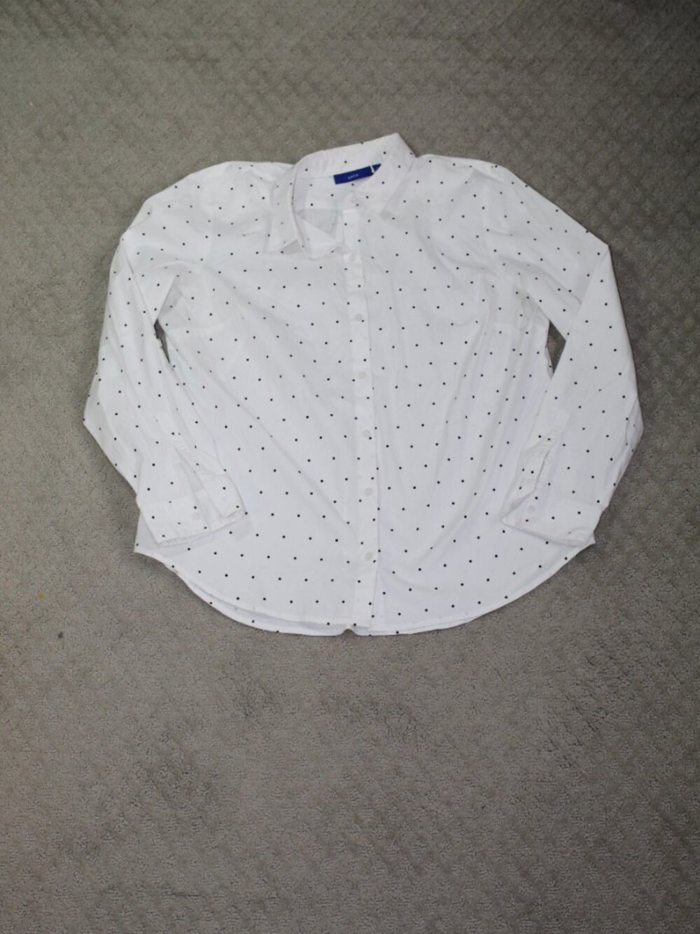 Apt 9 Size L White Black Polka Dots Long Sleeve Light Weight Button Up Blouse